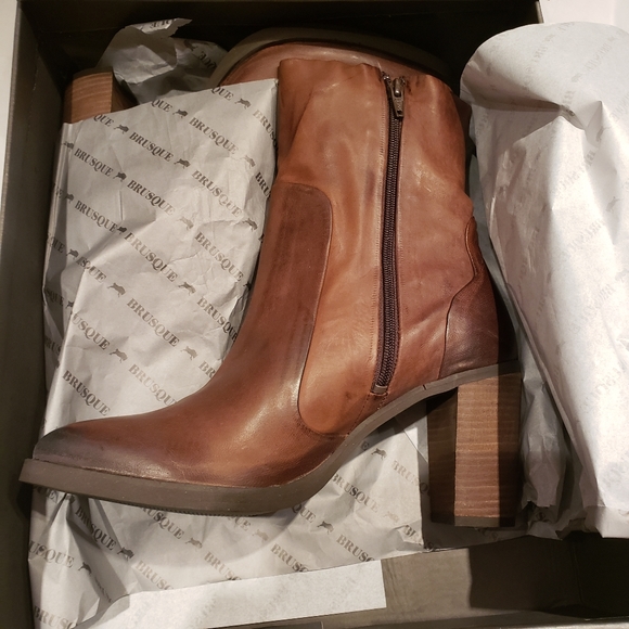 BRUSQUE New GARDA Platform High Ankle Fashion Heeled Boot Leather Brown Black 41 - Picture 9 of 16